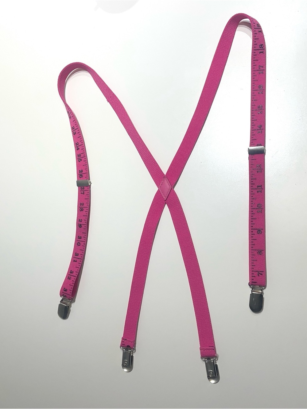 Hot Pink tape measure suspenders Fashion designer,sewing Machine girly - Picture 2 of 5